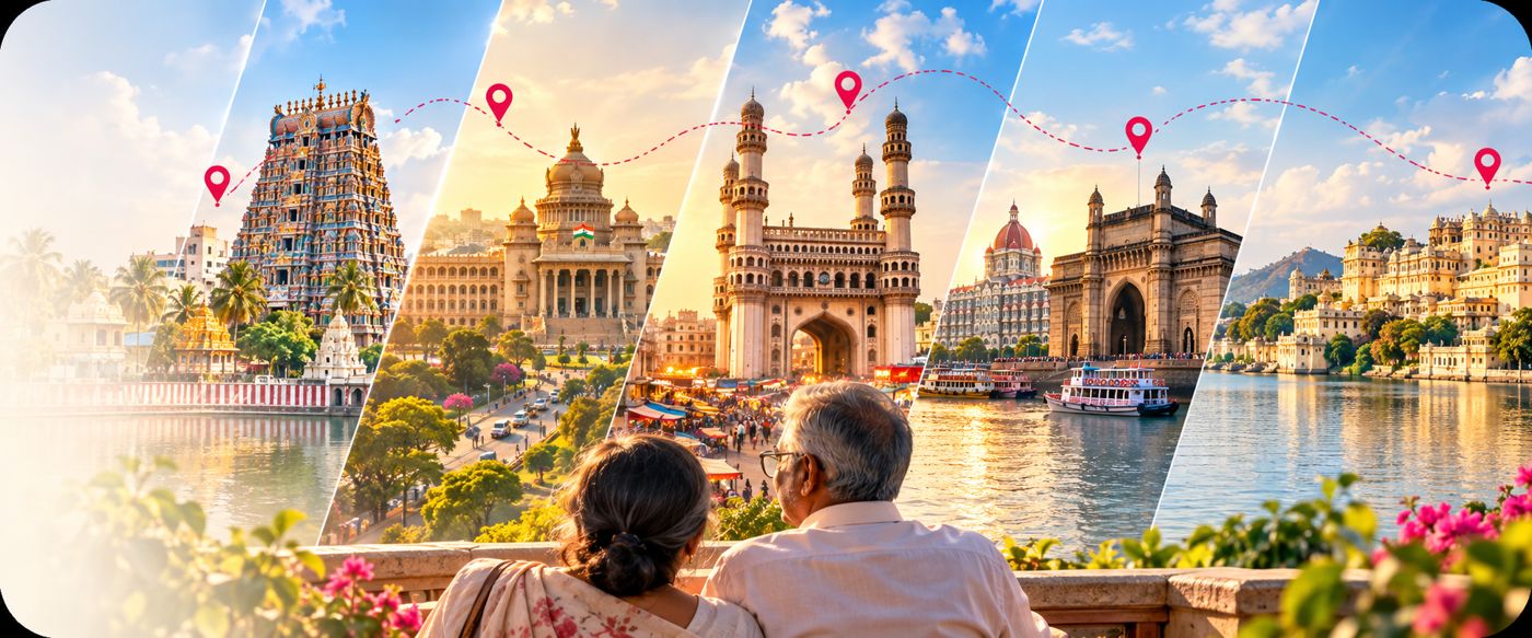 Temple towns and metro destinations across India